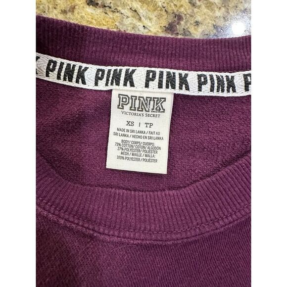 Victoria’s Secret PINK Y2K Holographic Foil Spell Out Crew Neck Pullover XS EUC - Picture 5 of 15